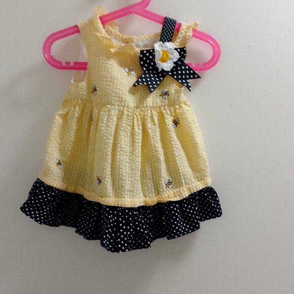 "Rare Editions", Bumble Bee Little Baby Girl, Short Sleeved, Dress - Picture 1 of 5